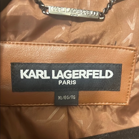Karl Lagerfeld Brown Faux Leather Jacket NWOT - Picture 2 of 4